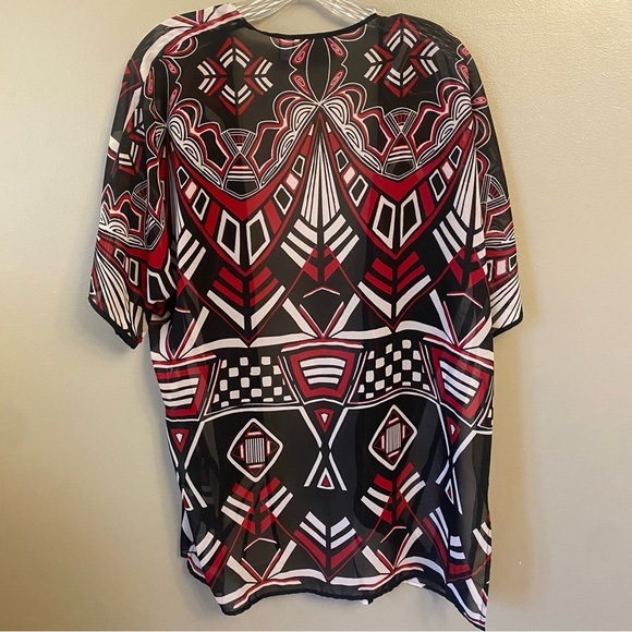 Chico’s Traveler’s Collection Kimono Size Small/Medium red black - Picture 5 of 7